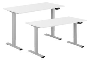 Höj- & sänkbart skrivbord vev, grått stativ, vit skiva, 120x60 cm