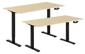 Höj- & sänkbart bord vev, svart stativ, bordsskiva i björk, 120x70 cm