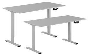 Höj- & sänkbart bord vev, grått stativ, grå bordsskiva, 120x70 cm