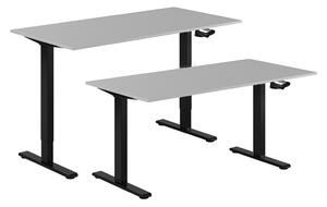 Höj- & sänkbart bord vev, svart stativ, grå bordsskiva, 120x70 cm