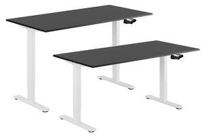 Höj- & sänkbart bord, vev, vitt stativ, svart skiva, 100x60 cm