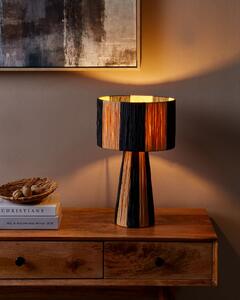 Bordslampa Lampskärm i naturlig och svart raffia med palmblad Boho-stil Handgjord lampa Beliani