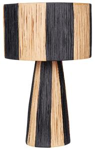 Bordslampa Lampskärm i naturlig och svart raffia med palmblad Boho-stil Handgjord lampa Beliani