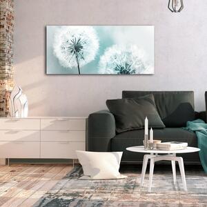 Canvas Tavla - Fluffy Dandelions Blue Wide - 100x45
