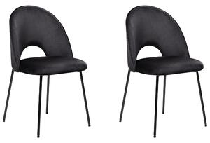 Set av 2 Matstolar Svart Sammetsklädsel Svarta Ben Retro Glamour Beliani