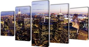 Uppsättning väggbonader på duk: New Yorks horisont 100 x 50 cm