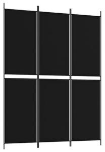 Rumsavdelare 3 paneler 150 x 200 cm svart tyg