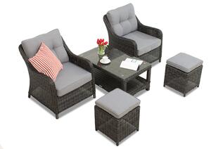 Toledo Terrace antracit technorattan set med Garden Point puffar