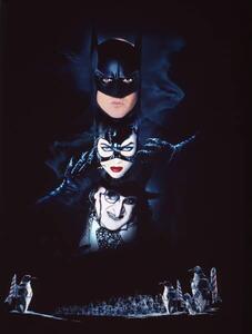 Fotografi Michael Keaton, Michelle Pfeiffer And Danny Devito., Batman Returns 1992