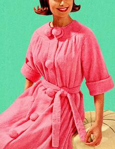 Illustration Woman Sitting in Pink Robe, CSA Images