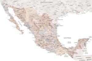 Karta Map of Mexico in neutral watercolor, Blursbyai