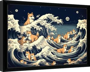 Inramad poster Wave Collection - Shiba Waves