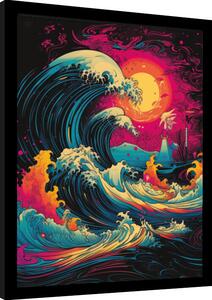 Inramad poster Wave Collection - Neon Whirlpool