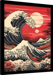 Inramad poster Wave Collection - Red Hue SUnset