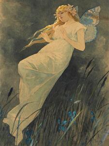 Bildreproduktion The Elf in the Iris Blossoms (Vintage Art Nouveau) - Alfons Mucha