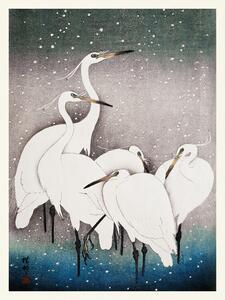 Bildreproduktion Group of Egrets (Japandi Vintage) - Ohara Koson