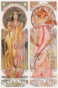 Bildreproduktion Moët & Chandon Champagne (Beautiful Pair of Art Nouveau Lady, Advertisement) - Alfons / Alphonse Mucha