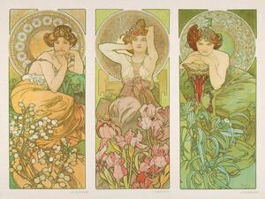 Bildreproduktion Topaz, Amethyst & Emerald (Three Beautiful Art Nouveau Ladies) - Alphonse / Alfons Mucha