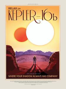 Bildreproduktion Relax on Kepler 16b (Retro Intergalactic Space Travel) NASA, (30 x 40 cm)