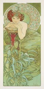Bildreproduktion Emerald from The Precious Stones Series (Beautiful Distressed Art Nouveau Lady) - Alphonse / Alfons Mucha