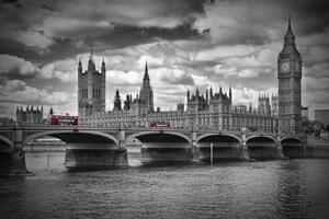 Fotografi LONDON Westminster Bridge & Red Buses, Melanie Viola