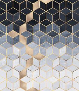 Illustration Soft Blue Gradient Cubes, Elisabeth Fredriksson