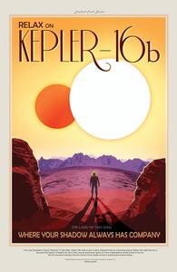 Illustration Kepler16b (Planet & Moon Poster) - Space Series (NASA), (26.7 x 40 cm)