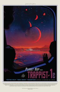 Illustration Trappist 1E (Planet & Moon Poster) - Space Series (NASA), (26.7 x 40 cm)