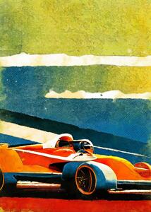 Illustration Formula 1 orange blue, Justyna Jaszke
