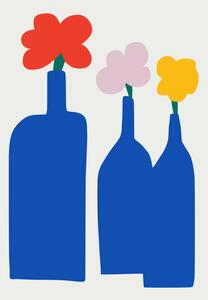 Illustration Blue Bottle Vase, Little Dean, (30 x 40 cm)