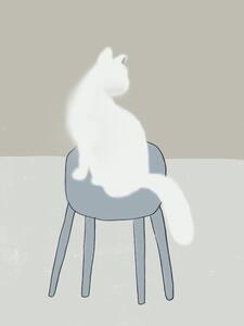Illustration White feline, Little Dean
