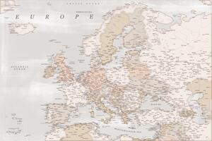 Karta Detailed map of Europe in rustic style, Blursbyai