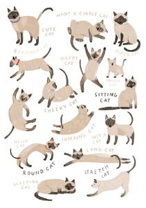 Illustration Siamese Cat Print, Hanna Melin