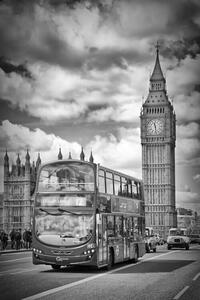 Fotografi LONDON Monochrome Houses of Parliament and traffic, Melanie Viola