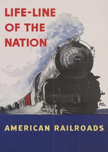Illustration American Railroads, Vintage Travel Poster