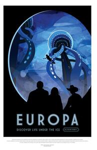 Illustration Europa (Retro Planet & Moon Poster) - Space Series (NASA), (26.7 x 40 cm)
