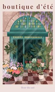 Illustration French Flowershop, Goed Blauw, (26.7 x 40 cm)