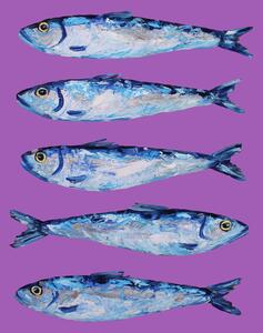 Illustration Sardines on Purple, Alice Straker