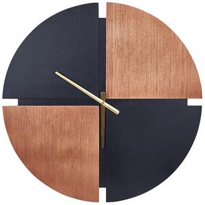 Väggklocka Ljust Trä och Svart MDF-ram 60 cm Målad Finish Rund Form Klassisk Design Heminredning Tillbehör Dekoration Vardagsrum Sovrum Beliani