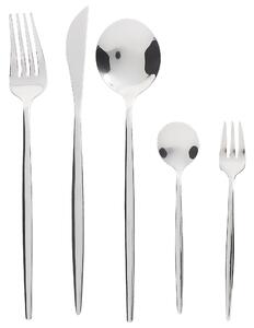 Bestickset silver rostfritt stål 30 delar för 6 personer Kniv Sked Gaffel Tesked Tårtgaffel Modern design Beliani