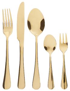 Bestickset guld rostfritt stål 30 delar för 6 personer Kniv Sked Gaffel Tesked Tårtgaffel Modern design Beliani