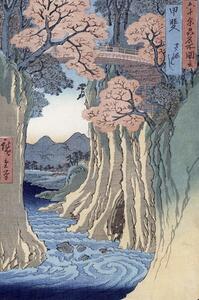 Ando or Utagawa Hiroshige - Bildreproduktion The monkey bridge in the Kai province,, (26.7 x 40 cm)