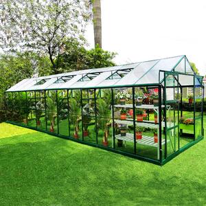 Glasväxthus 19 m² | 4 mm säkerhetsglas | 5 års stormgaranti | Grön