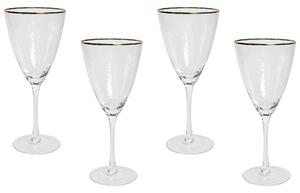 Vinglas 4 st Transparent Handblåsta 38 cl Set Guldkantad Beliani