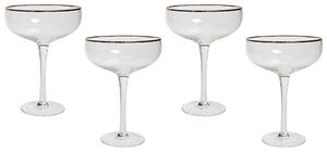 Cocktailglas 4 st Transparent Handblåsta 45 cl Set Guldkantad Beliani