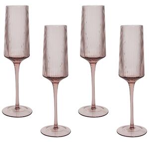 Champagneglas 4 st Rosa Transparent Handblåsta 22 cl 4 st Set Beliani