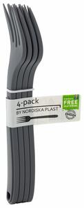 Bestick i ECO-plast, 4-pack Gaffel Grå