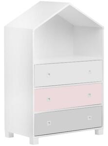 Skåp för barn MIRUM 126x80 cm vit/grå/rosa