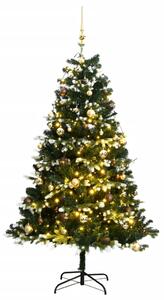Plastgran med gångjärn 150 LEDs & kulor 120 cm