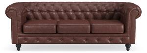 CHESTERFIELD LUX 3-sits Soffa Mörkbrun PU -